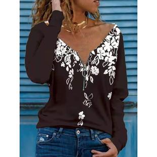 Loose Long Size Neck Fashion Large Sleeve Shirt Zipper