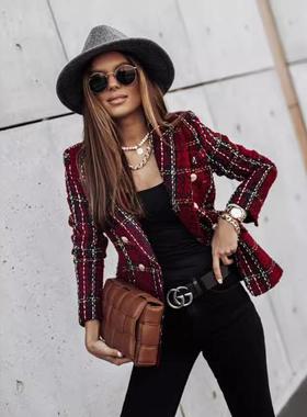 Womens suits long sleeve double breasted suit jacket tops