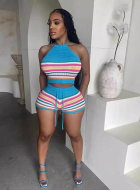 Womens sweater fashion backless halter neck top hip-wrapped