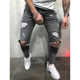 Ripped jeans slim fit mens trousers mens skinny trousers