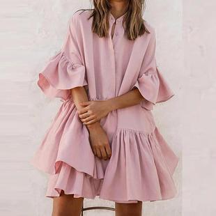 loose color Chiffon solid dress high end