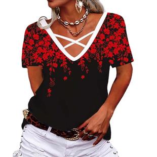 loose sleeved crossover for Short shirt neck women