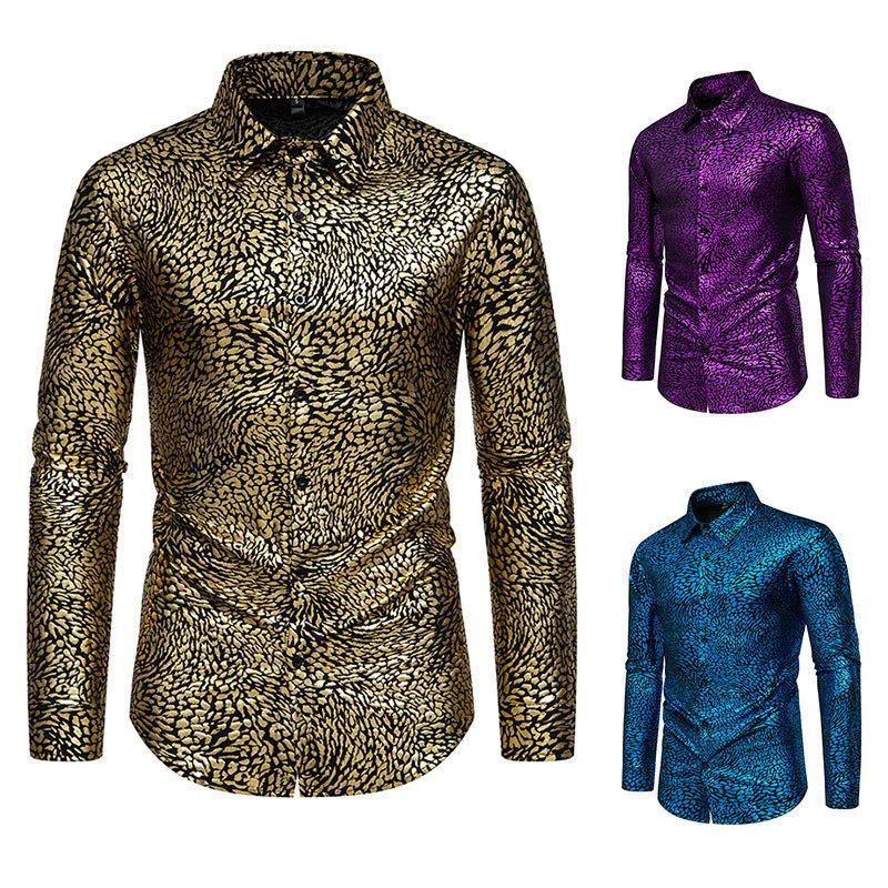 fashion shirt costume leopard print stage long-sleeved