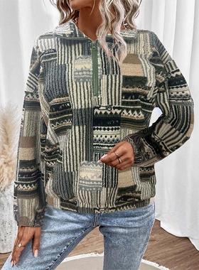 casual fur lapel sweatshirt loose jacket Womens versatile