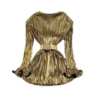 banquet color neck High splicing solid womens dress end