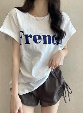 shirt women  new summer letter print sweet -shirt loose