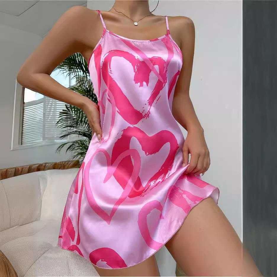 clothes home female skirt short pajamas love nightdress