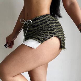 pocket running striped shorts loose gym women comfy