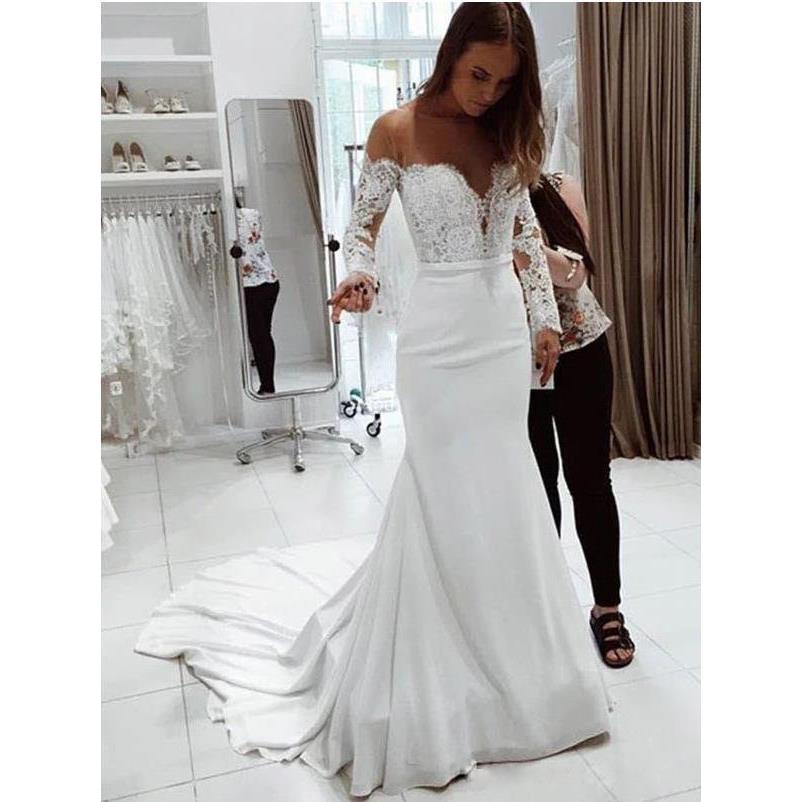 long womens dress one lace dress wedding shoulder Autumn