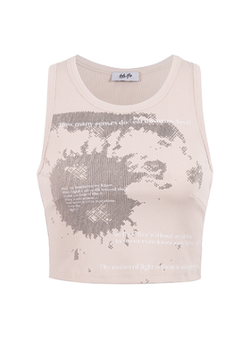 lablfe-01204万物生系列点状瞳孔背心女修身运动氛围印花机能视觉