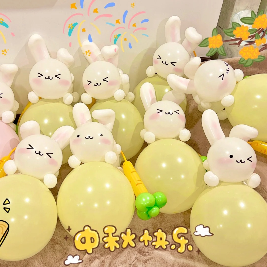 中秋节兔子气球灯笼幼儿园手工diy卡通可爱波波球手提花灯摆地摊