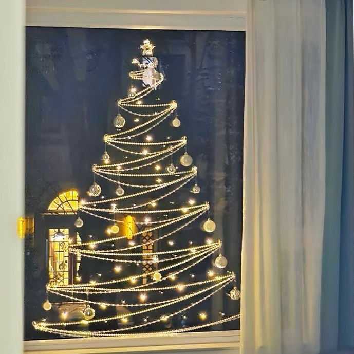 玻璃珍珠圣诞树diy家用氛围布置