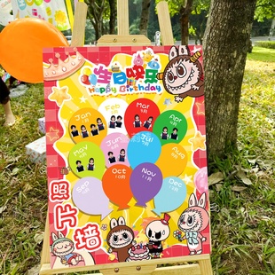 公司员工月度集体生日会照片墙签名展板企业季度团建活动氛围布置