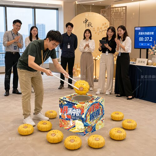 中秋公司团建游戏大筷子夹月饼