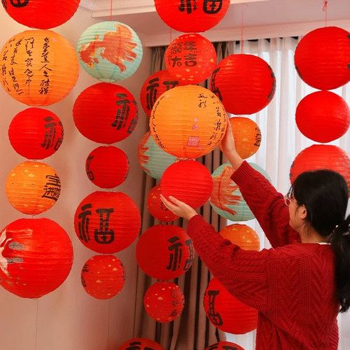 乔迁装饰品福字红灯笼挂饰发光宫灯春节过年场景氛围布置2025新款