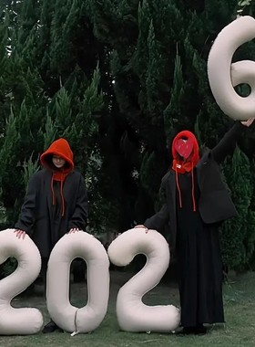2026数字气球元旦新年装饰跨年手持气球创意拍照道具合影写真摄影