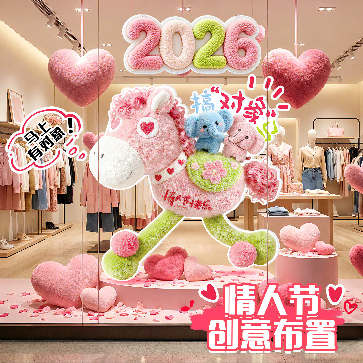214情人节新马年橱窗商场情侣过年拍照打卡KT板氛围布置装饰背景,节庆用品/礼品,节日装扮用品,淘宝优惠券,粉丝福利购,淘宝优惠卷