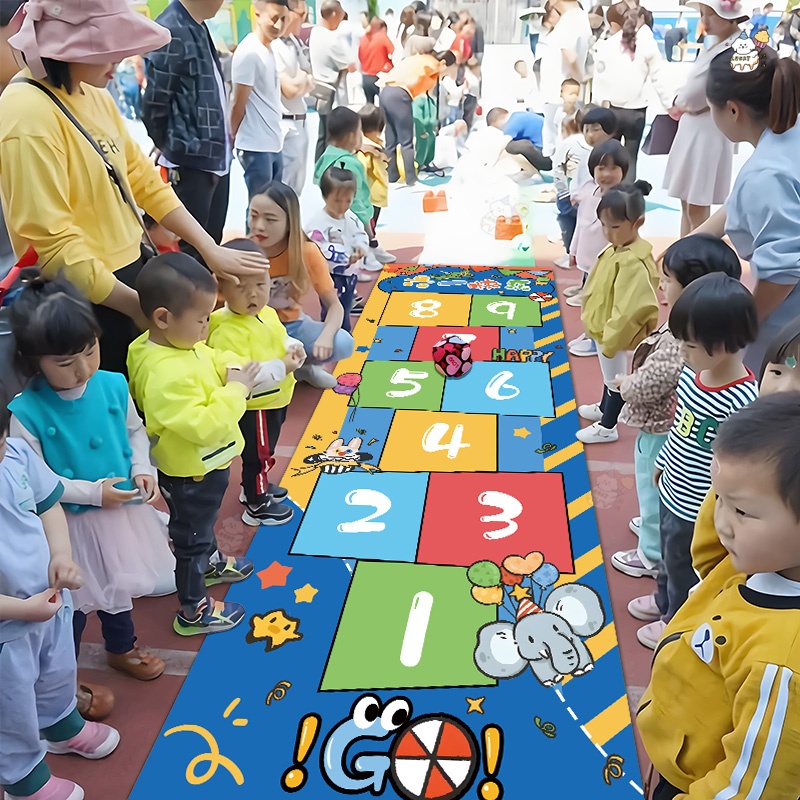 六一儿童节跳房子格子游戏幼儿园活动氛围装饰道具聚会活动萝卜蹲