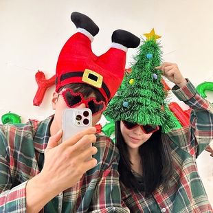 2026圣诞节新款儿童ins圣诞树帽子发箍头饰派对装饰拍照道具成人