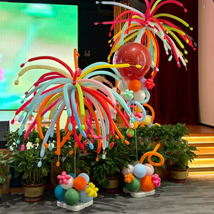 国庆节烟花气球立柱商场店铺门口中秋氛围感气球摆件场景布置道具