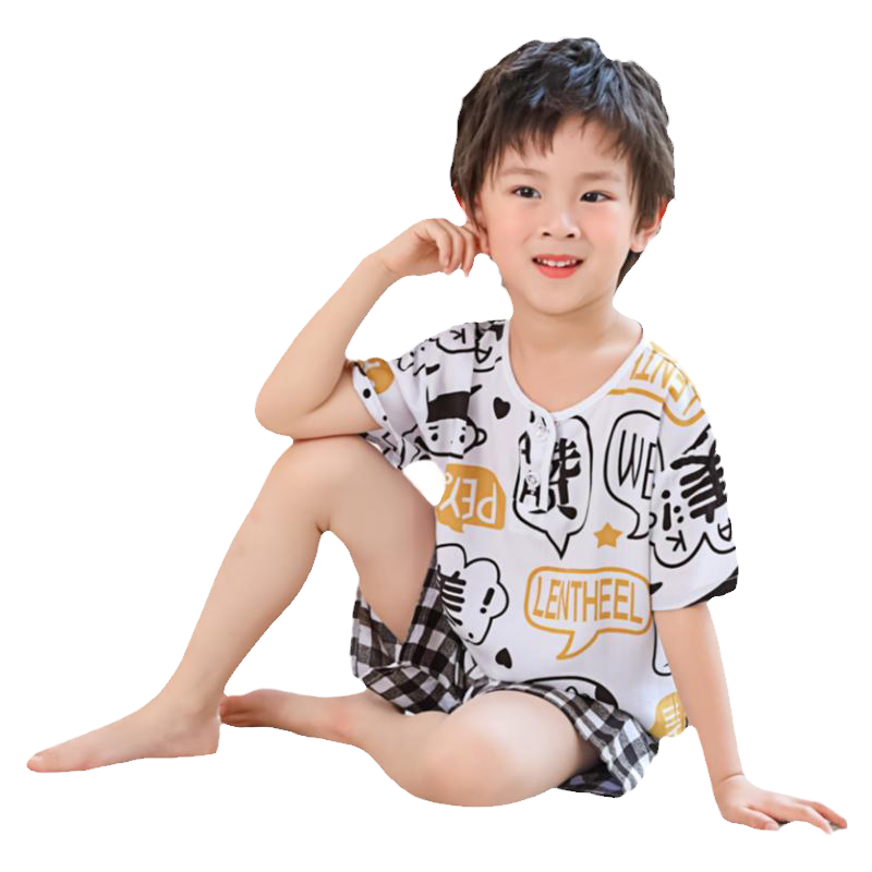 儿童短袖绵绸睡衣夏季