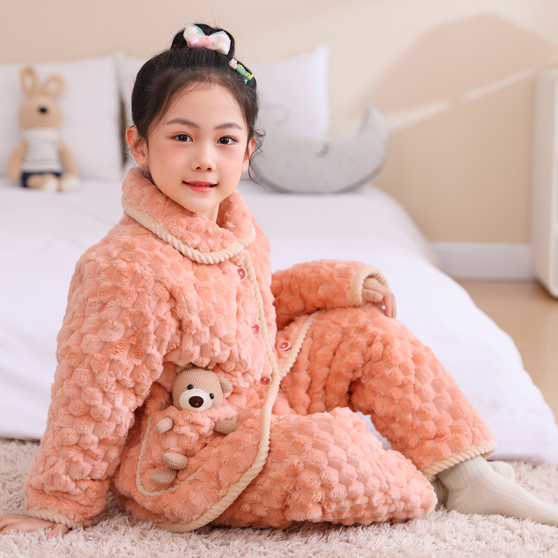 儿童法兰绒睡衣冬季女童
