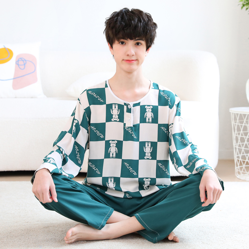 青少年大童薄款绵绸套装