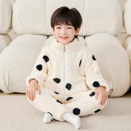 珊瑚绒儿童睡衣套装加厚