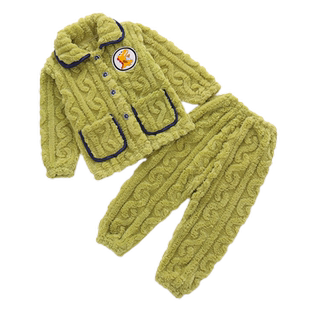 儿童珊瑚绒睡衣秋冬季男童女孩加厚法兰绒女童宝宝冬款家居服套装