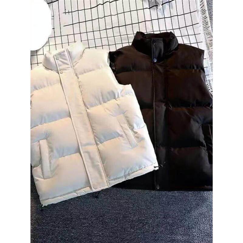 美式潮牌大码立领棉衣马甲男冬季纯色保暖坎肩夹克无袖棉服外套潮