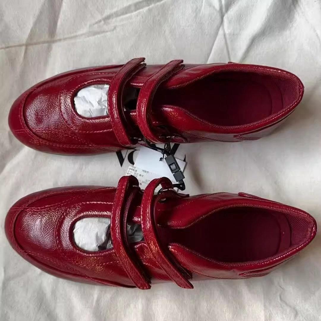 复古红色玛丽珍鞋休闲芭蕾舞鞋