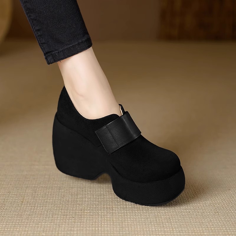 小个子魔术贴高跟鞋厚底松糕鞋