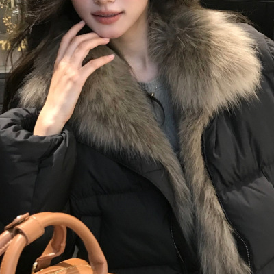 冬季新款短款羽绒服女狐狸毛领宽松加厚小个子韩版皮草面包服外套