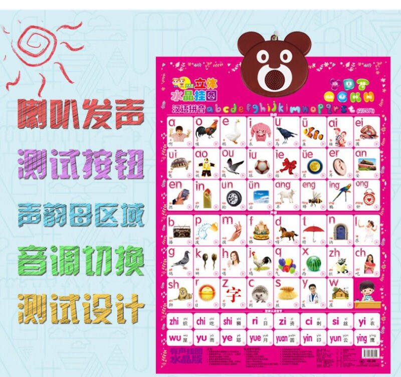 全套会说话的有声挂图画发音发声音幼儿童跟读拼音数字看图识字e