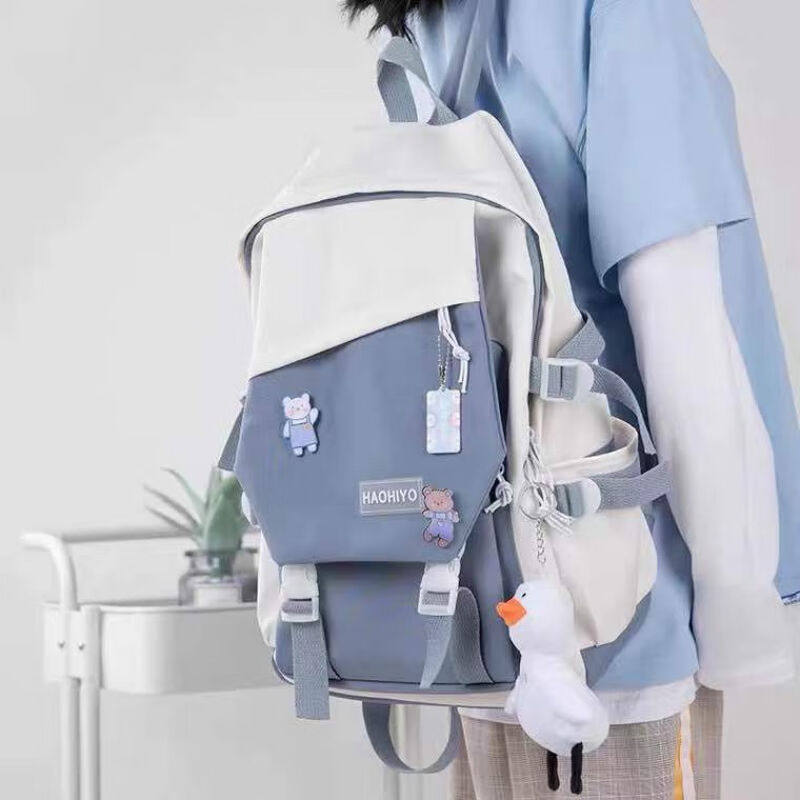 萧途坠感高颜值书包ins撞色大容量女高中生电脑背包小众原宿风男