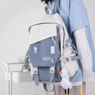 萧途坠感高颜值书包ins撞色大容量女高中生电脑背包小众原宿风男