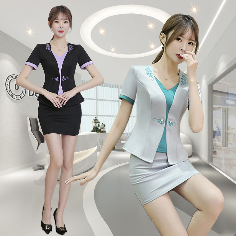 技师工作服养生会所长裤足疗女技师衣服套装气质足浴女技师工服夏