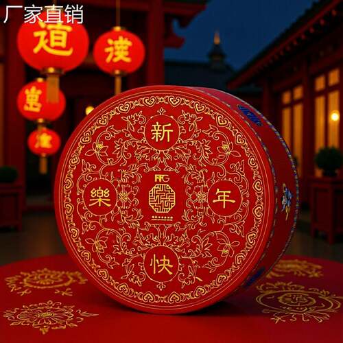新年礼盒圆型创意伴手礼包装盒厂家生产制作可印LOGO