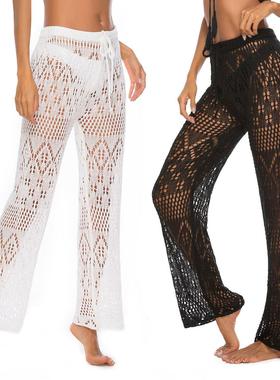 flower trousers trousers womens hollow pants knitted pants