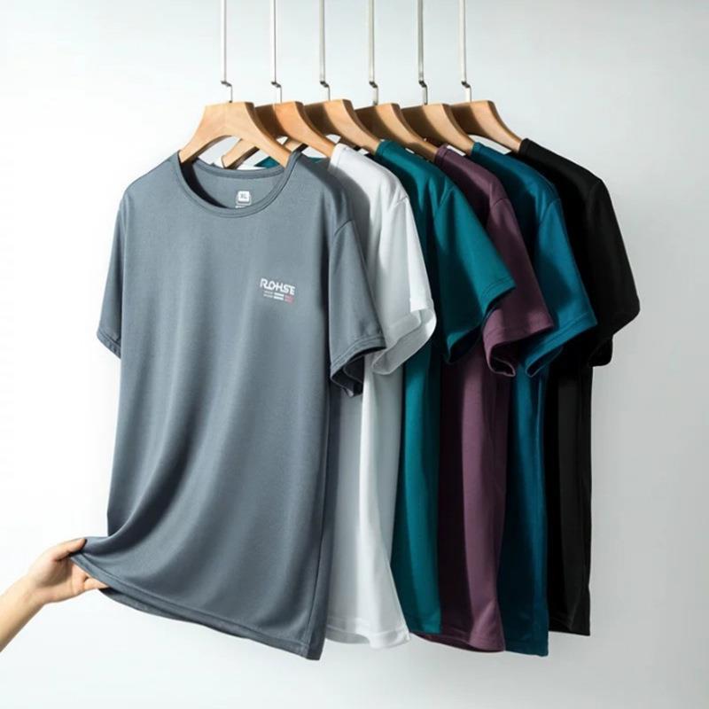 Short-sleeved quick-drying shirt for men round neck