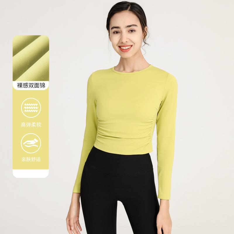 top yoga tight long-sleeved women for clothing yoga pleated