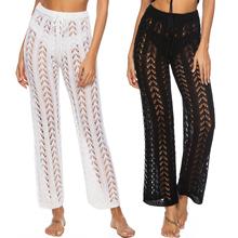 Sexy hollow loose wide-leg beach pants woven trousers