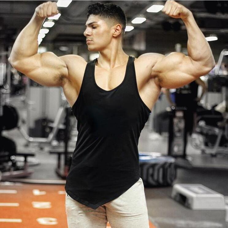 Mens Deep Dig Bodybuilding Fitness Vest Solid Color Blank