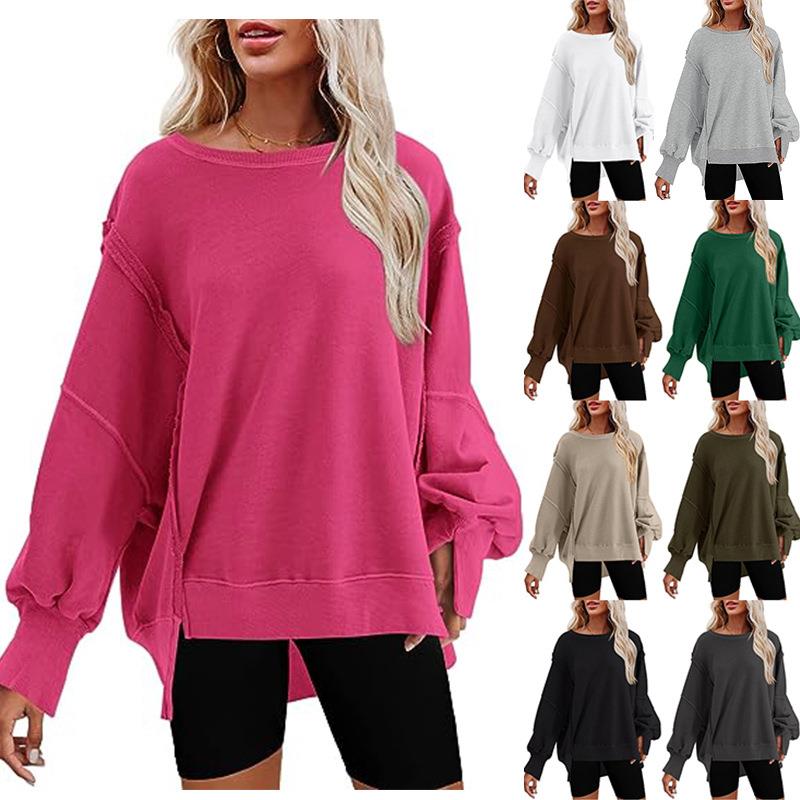 solid color sweatshirt loose fit stylish womens non-fading