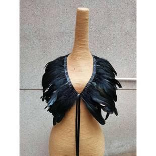 shawl feather scarf fake black green feather collar Chicken