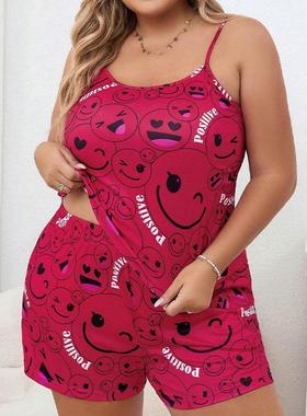 Suspender shorts plus size fat woman pajamas home clothes