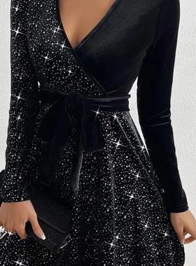 fashion dress for women dress glitter dress warp long party