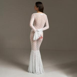 Lace Bodycon Long Neck Round Fishtail Dress