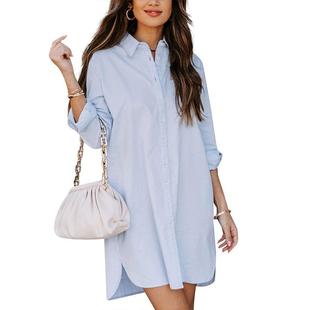 women loose elegant shirt spring long lapel stylish neck