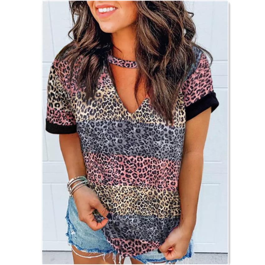 T-shirt Top Casual Size Large Loose Sleeve Short V-neck